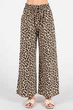 Cropped Leopard Wide Leg Pants