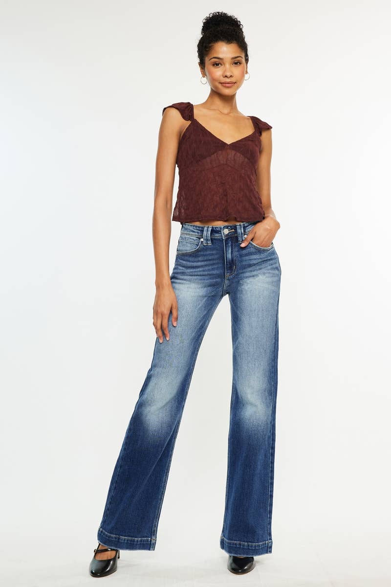 Kan Can Denim | High Rise Medium Wash Wide Hem Flare