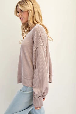 Coco Textured Balloon Sleeve Top
