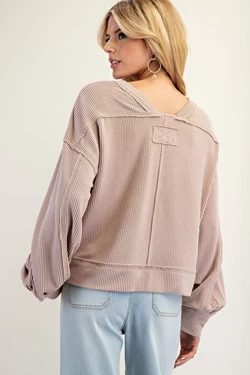 Coco Textured Balloon Sleeve Top
