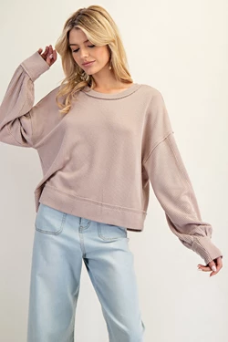 Coco Textured Balloon Sleeve Top